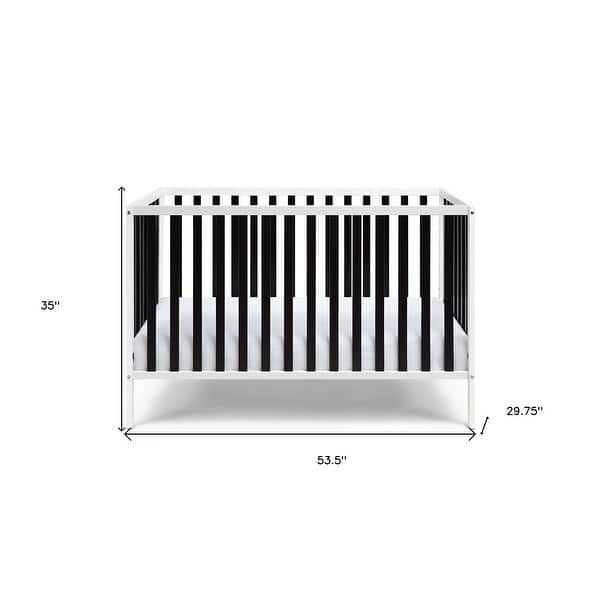 Black and White Solid and Manufactured Wood Standard Three In One Convertible Crib