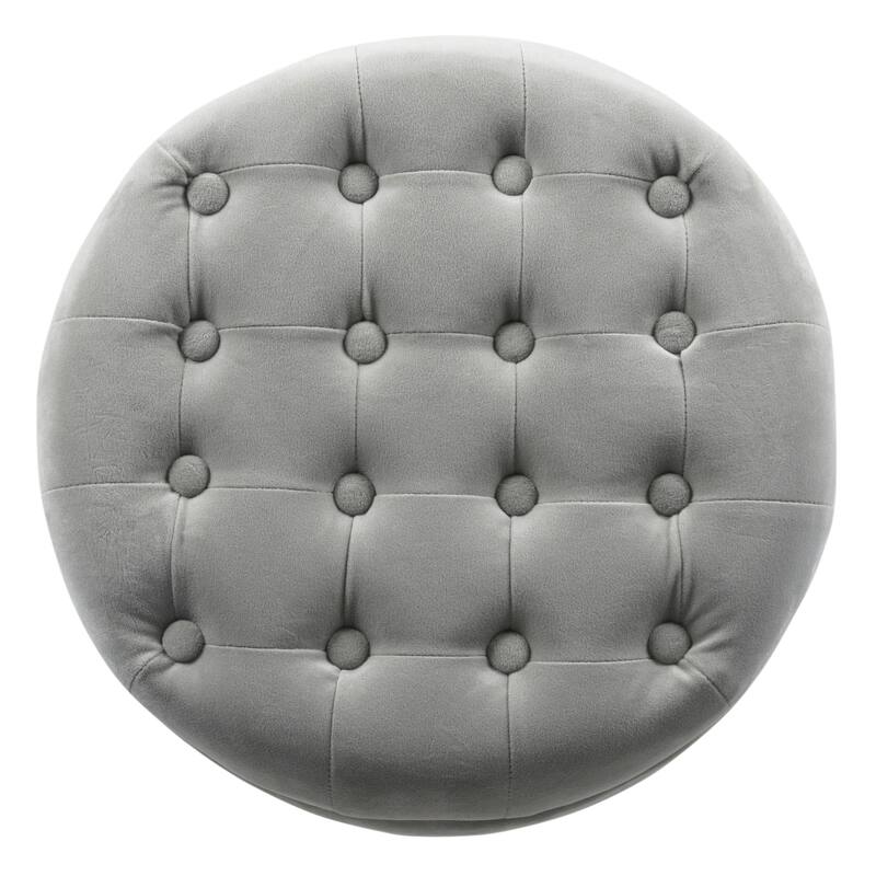Carson Carrington Hare Button-tufted Round Storage Ottoman