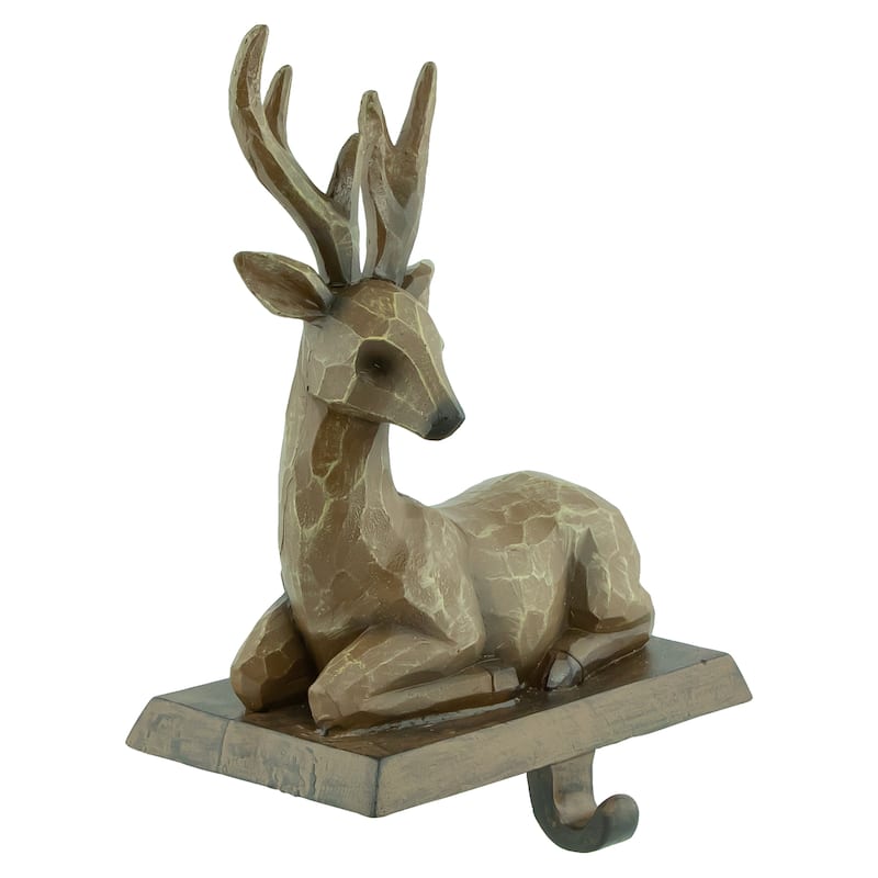 Set of 2 Brown Reindeer Christmas Stocking Holders 7.25"