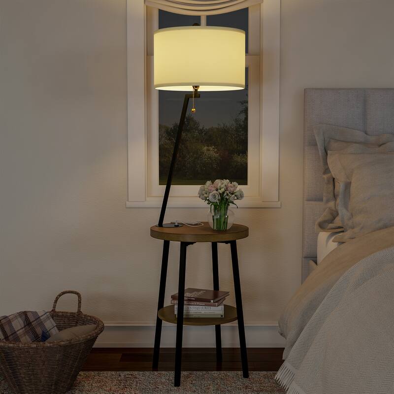 Lavish Home Modern Floor Lamp with Table - (L) 17.25" x (W) 17.25" x (H) 58"