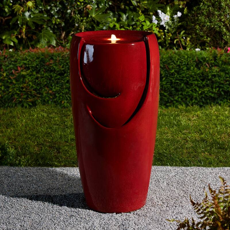 Glitzhome 30"H Oversized LED Ceramic Fountain