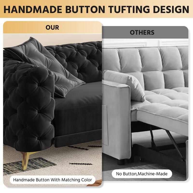 97.7" 3-in-1 Convertible Sleeper Sofa, Pull Out Sofa Bed with Ottoman, 4-Seater for Small Spaces & Apartments