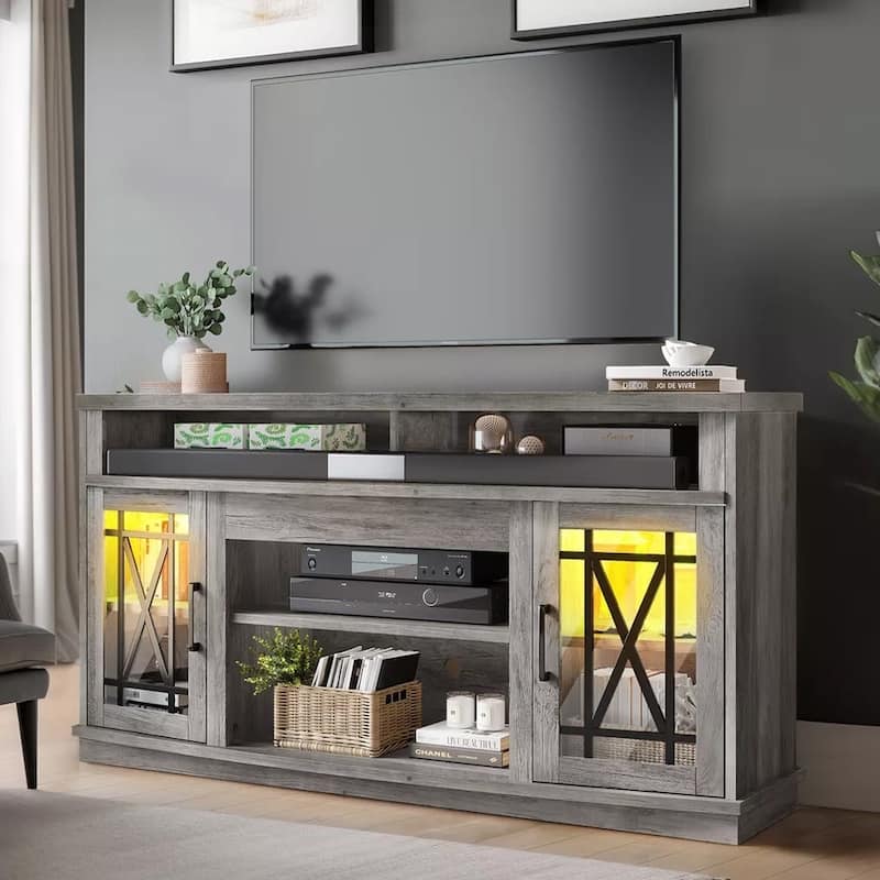 TV Stand with Led Lights for 70/65/60 Inch TV Grey - 58 inches