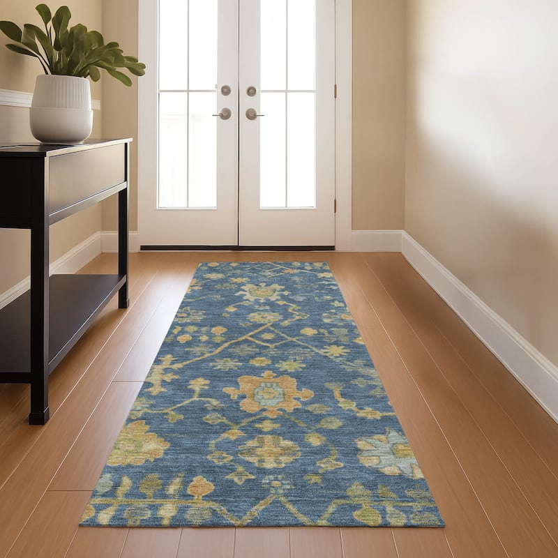 Premium Washable Super Soft Farmhouse Traditional Mayfield Rug - Navy - 2'3" x 7'6"