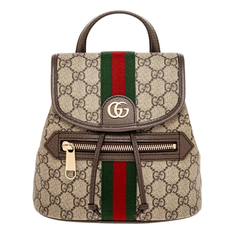 Gucci Ophidia Small Backpack - Beige and Dark Brown - Beige and Dark Brown