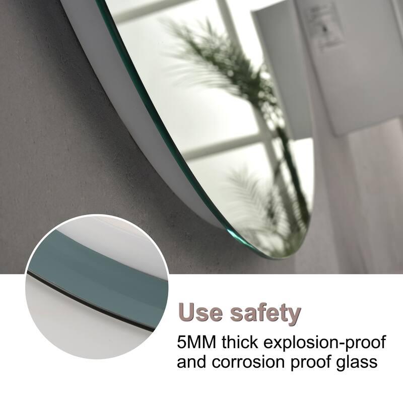 Round LED Bathroom Mirror 24 Inch Modern Wall Mounted Mirror with Three LED Lights Circle Mirror for Bathroom Vanity,Washroom