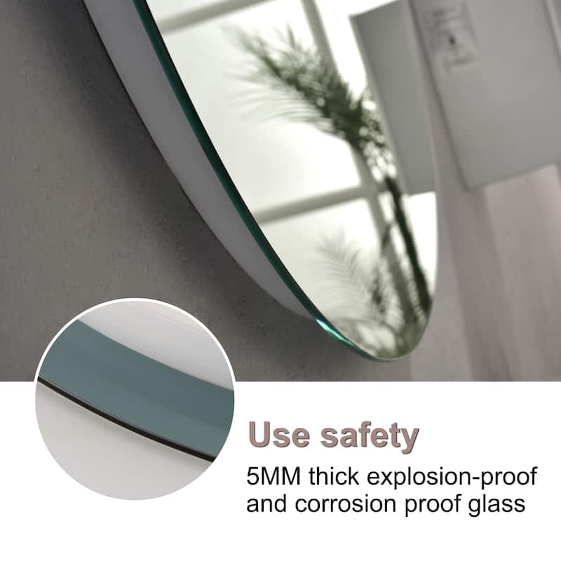 Round LED Bathroom Mirror 24 Inch Modern Wall Mounted Mirror with Three