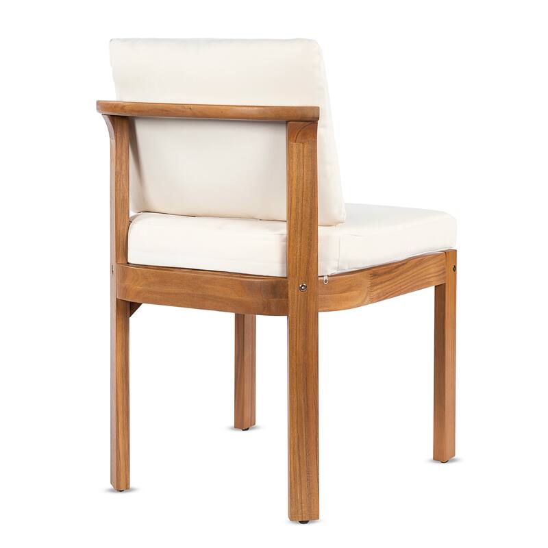 Christopher Knight Home - Modern Wooden Outdoor Dining Chair with Cushions