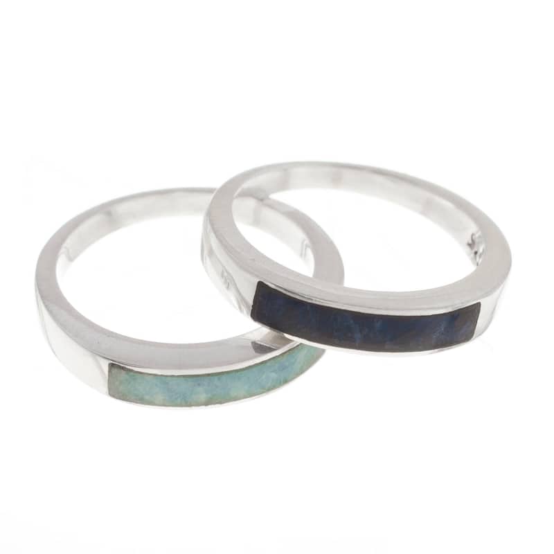 Novica Handmade Dual Enchantment Sodalite And Amazonite Band Rings (Pair) - 10