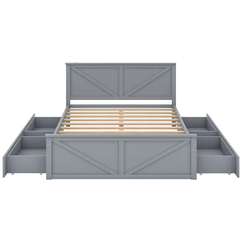 Queen Size Wooden Platform Bed