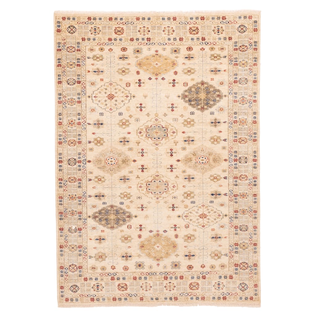 ECARPETGALLERY Hand-knotted Jules Sultane Ivory Wool Rug - 6'2 x 8'11
