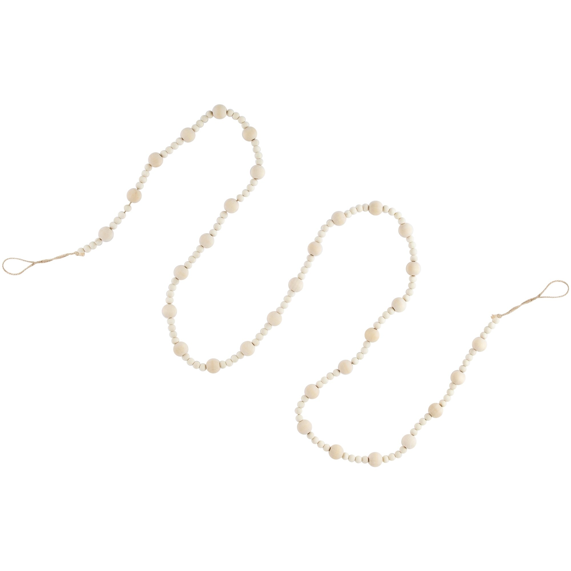6' Cream Wooden Beads Christmas Garland Unlit