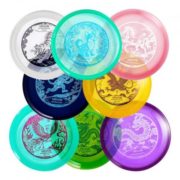 8-Piece Multi-Color TPU Disc Golf Set for Beginners and Pros Accurate ...