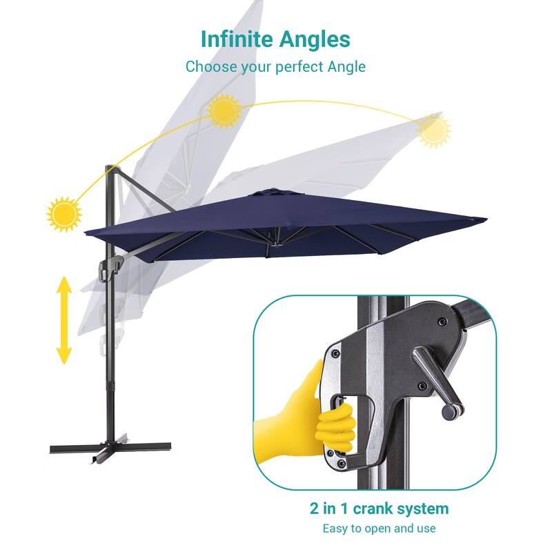 BONOSUKI Outdoor 11.5x9FT Cantilever Patio Umbrella with 360 Rotation