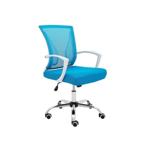 Modern Home Zuna Ergonomic Mesh Back Office Desk Rolling Chair, White & Aqua - 26
