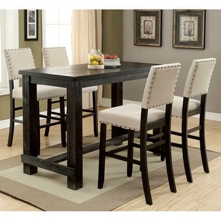Vevo Transitional Black Solid Wood 5-Piece Bar Table Set by Furniture of America