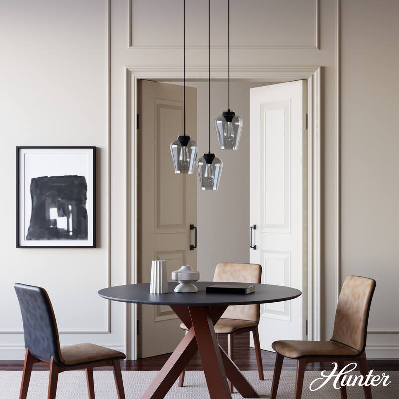 Hunter Vidria 3-Light Cluster Ceiling Light - Kitchen Island, Dining Room - Contemporary, Transitional