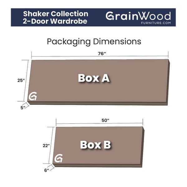 dimension image slide 0 of 2, Grain Wood Furniture Shaker 2-Door Solid Wood Armoire