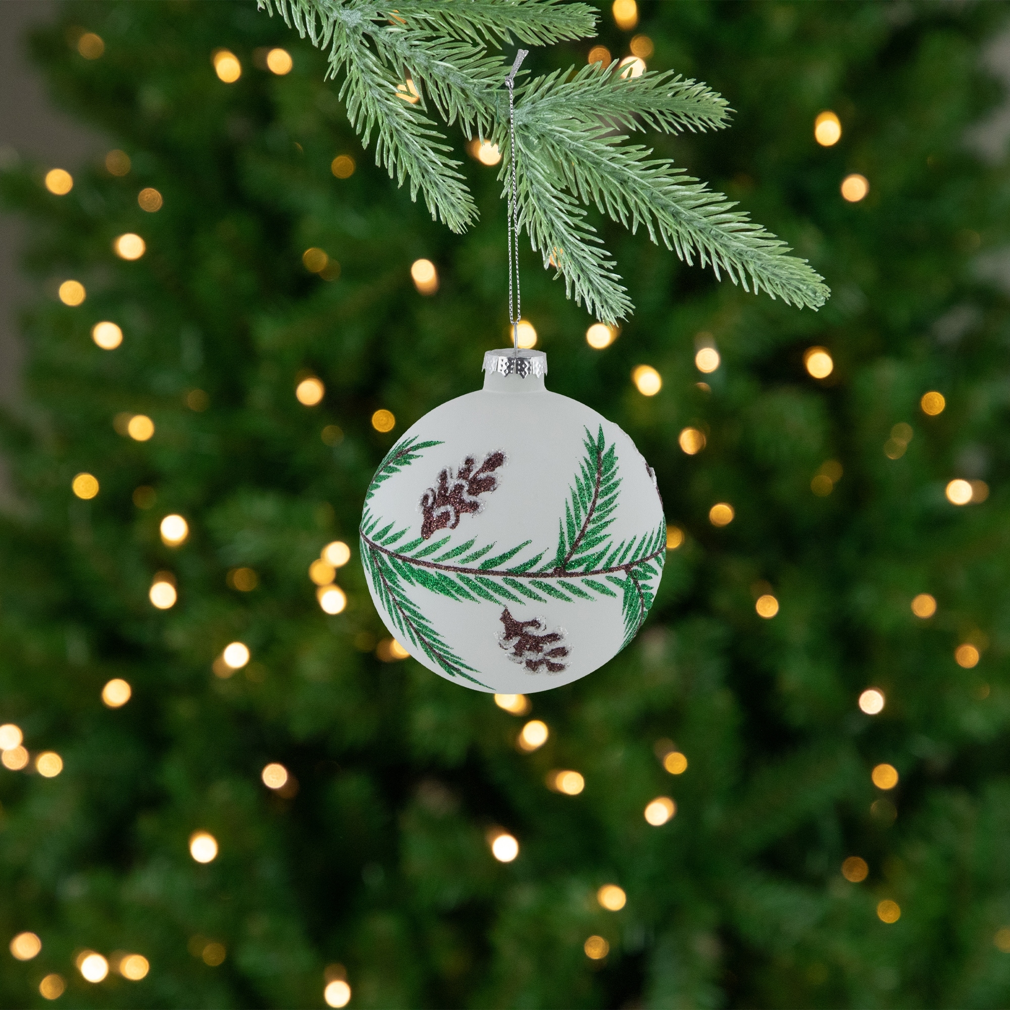 Glittered Glass Ball Christmas Ornaments Pine Cones 4" (100Mm) 4Ct
