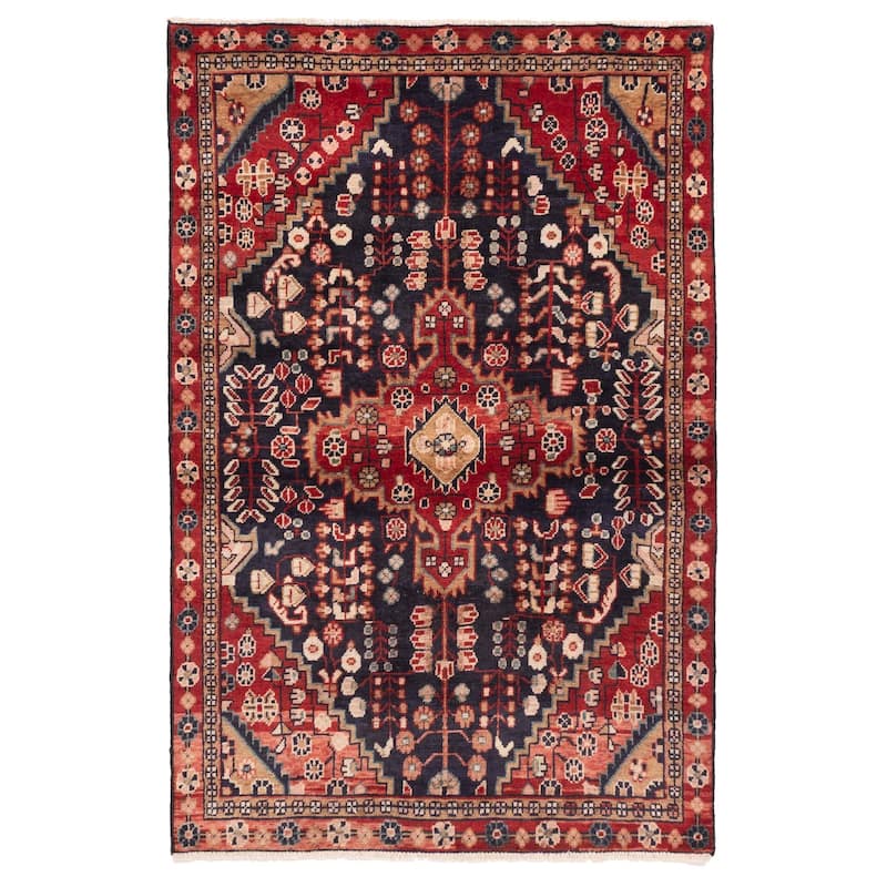 ECARPETGALLERY Hand-knotted Andelz Dark Navy, Red Wool Rug - 3'11 x 6'2