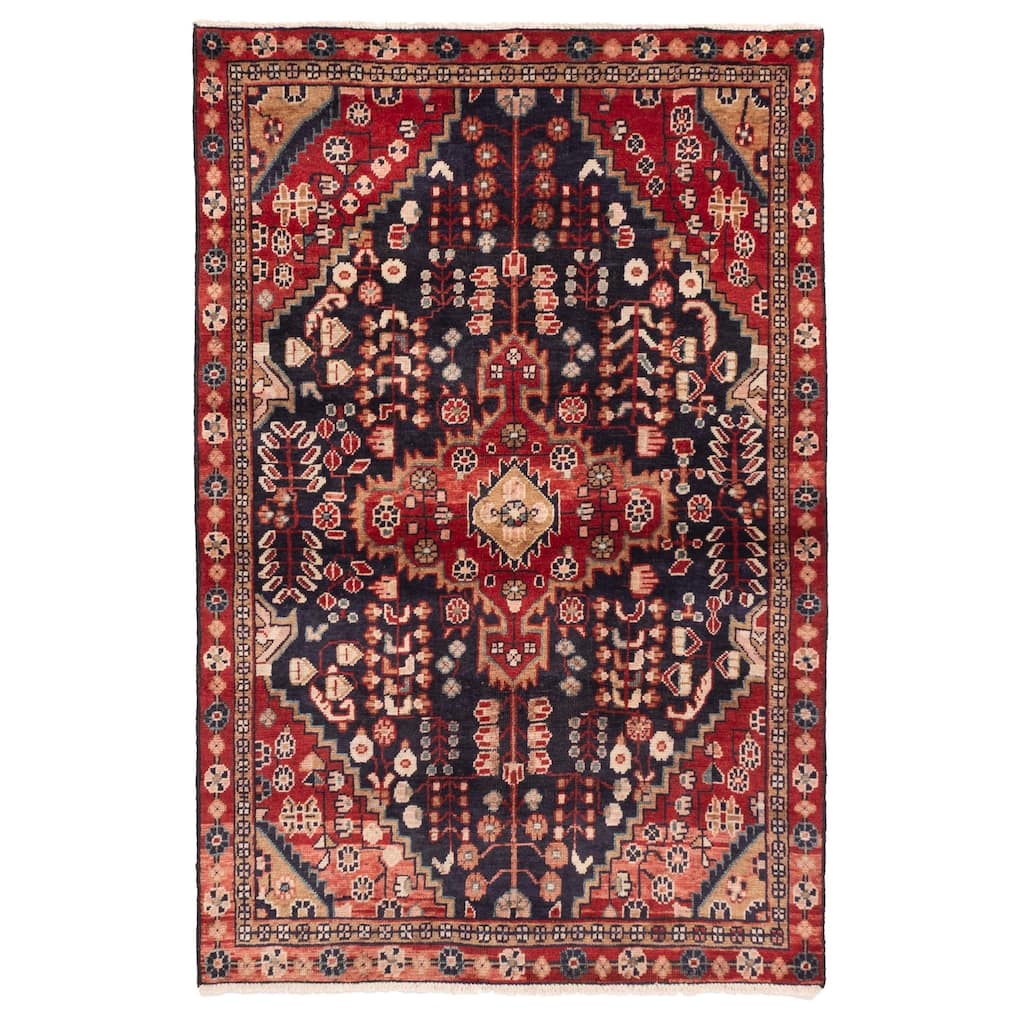 ECARPETGALLERY Hand-knotted Andelz Dark Navy, Red Wool Rug - 3'11 x 6'2