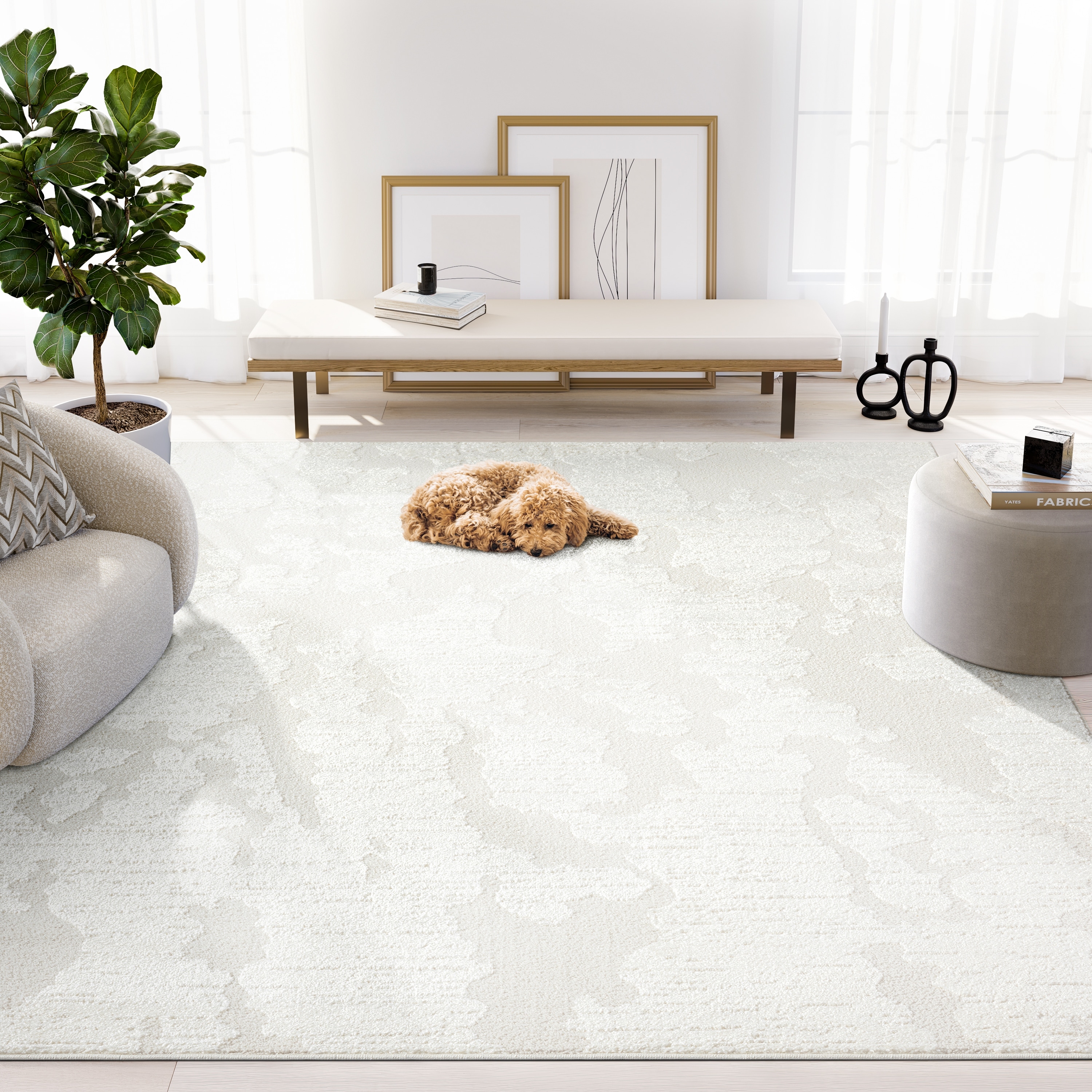 Abani Rugs Nomad Collection NOM100A Abstract Cream Area Rug