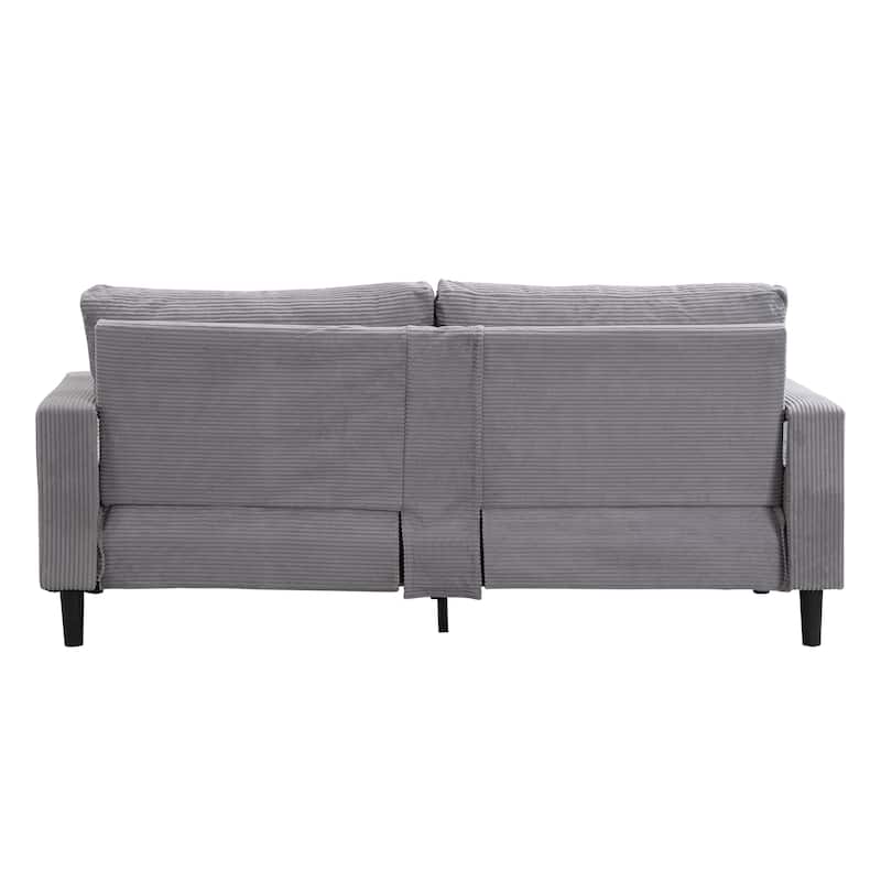 74" Light Gray Corduroy 3-Seater Sofa, 75x31x35 inches, Spacious & Comfy