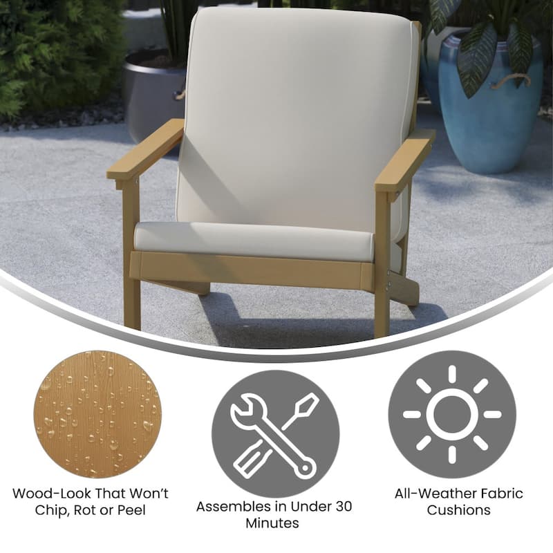 All-Weather Poly Resin Adirondack Style Chair & Cushions