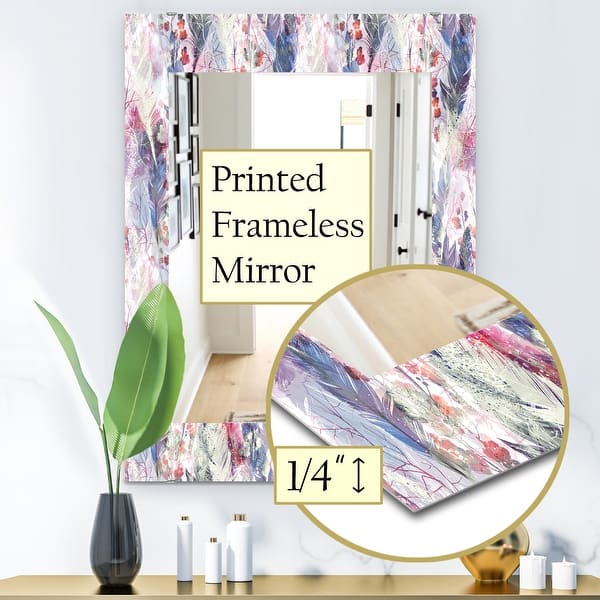 Designart Feathers 2 Bohemian And Eclectic Mirror Frameless Modern Wall Mirror On Sale Overstock 28004000