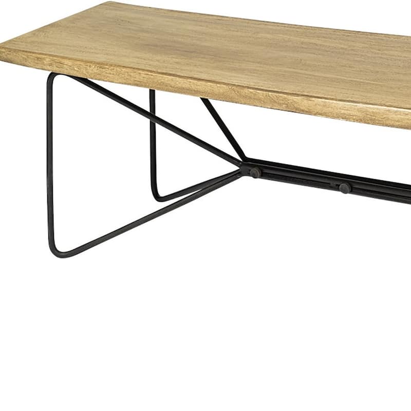 HomeRoots 66" Natural and Black Solid Wood Live Edge Bench - 66 in. x 18 in. x 16 in.