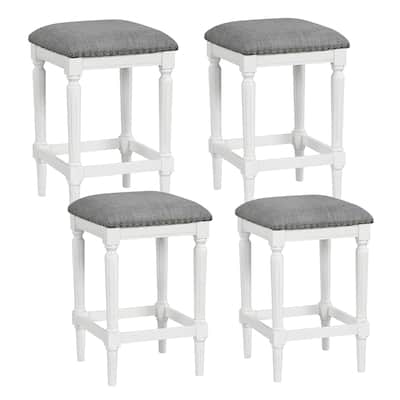 Gymax 4PCS Upholstered 3-Height Bar Stool Versatile Kitchen Dining