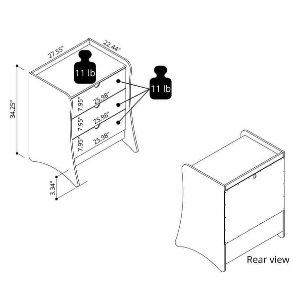 Manhattan Comfort Coney Mid-Century Modern 3-Drawer Dresser Set of 2