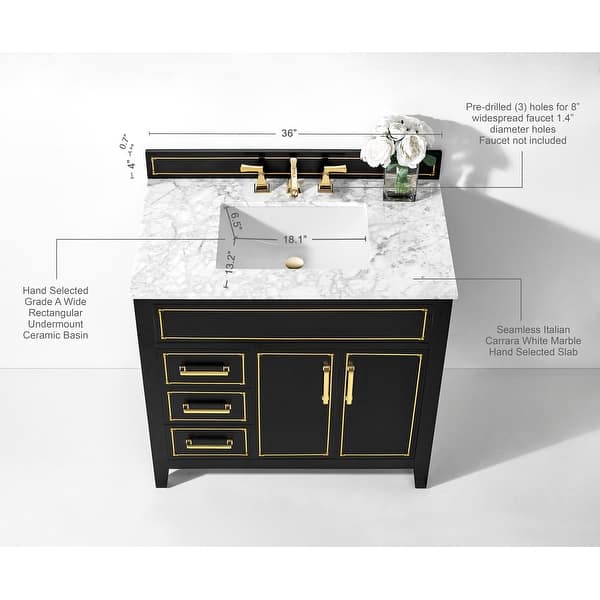 dimension image slide 3 of 8, Ancerre Designs Aspen Bathroom Vanity Set