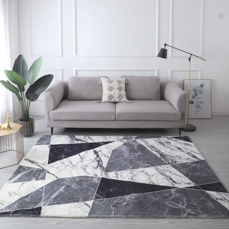 Retro Shag Collection Geometric Abstract Area Rug