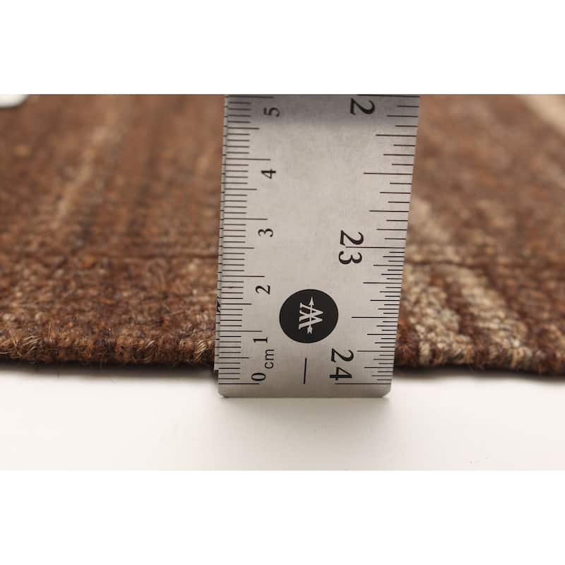 ECARPETGALLERY Flat-Weave Boho Dark Brown Wool Kilim - 5'4 x 10'0