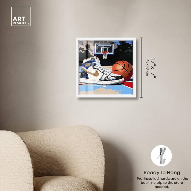 Basketball Court Blues Shadowbox by Art Remedy