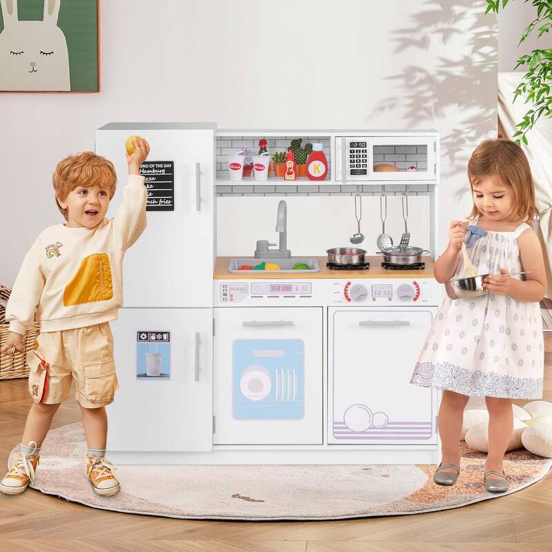 Kids Kitchen Play Set w/ Stove Removable Sink Oven Dish Washer