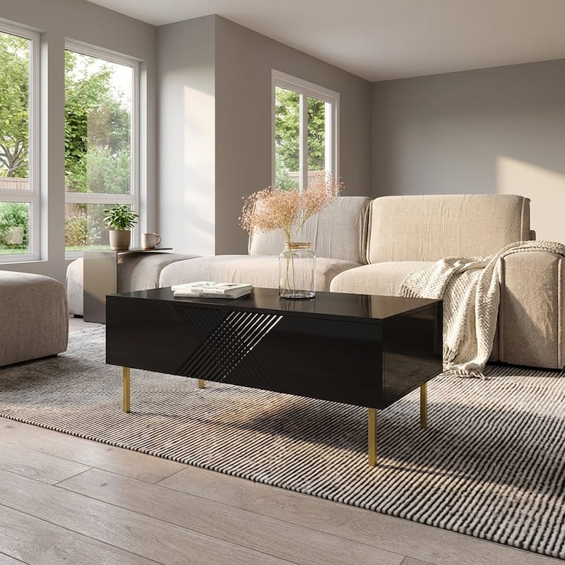 Meble Furniture Exito 03 47-Inch High Gloss Coffee Table - Modern European Design 19.3-Inch Height