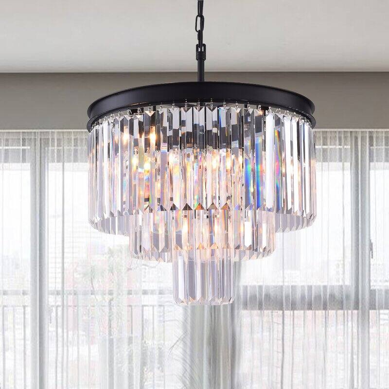 Maxax 7 - Light Unique Tiered Chandelier with Crystal Accents
