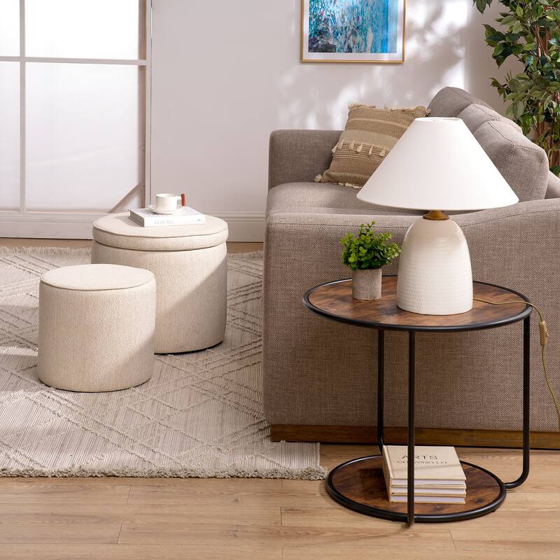 Ottoman, multifunctional combination set table Ottoman, combination of Ottoman and table, with drum stool, with storage space