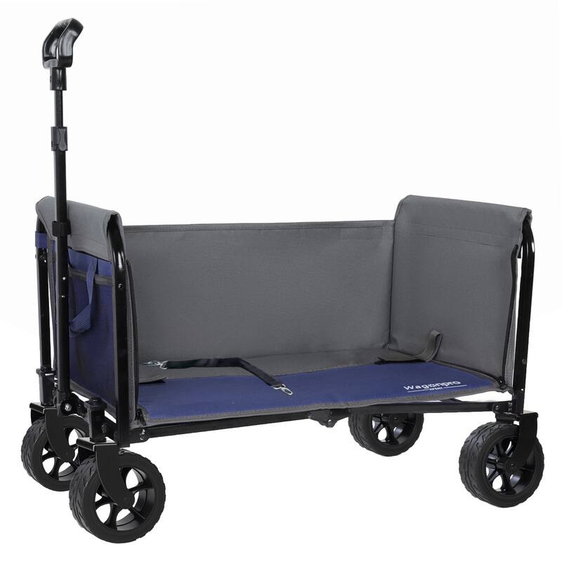 Upgraded 18" Wide Wheels, All-in-One Convertible Folding Trolley with Full-Side Opening & Dog Leash, 220Lbs Capacity for Camping