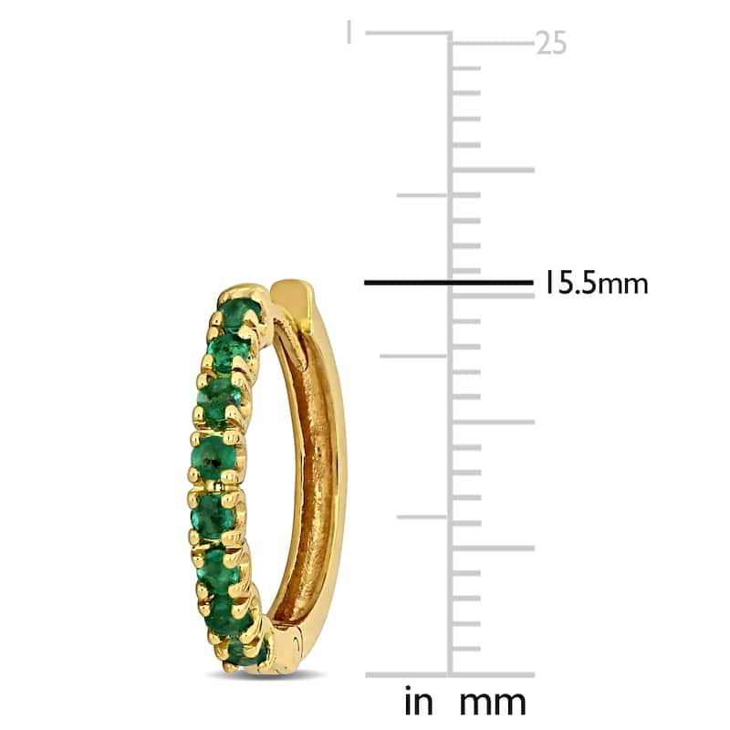 Miadora 1/2ct TGW Emerald Hoop Earrings in 14k Yellow Gold
