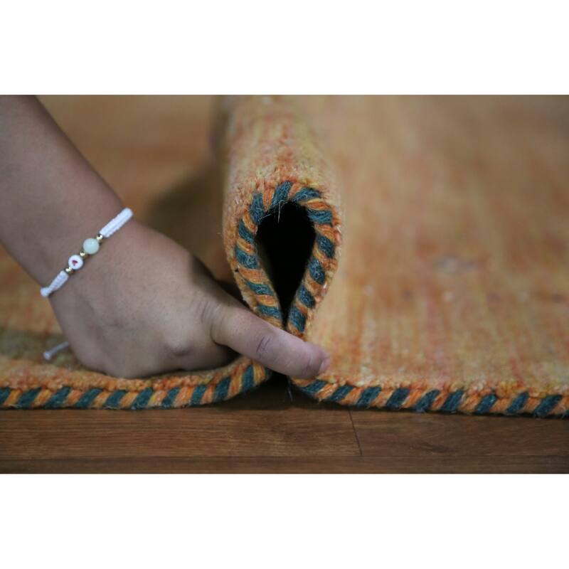 Hand Knotted Oriental 100% Wool Carpet Tribal Tribal Oranges & Rust Gabbeh Area Rug - 9' 9'' X 8' 1''