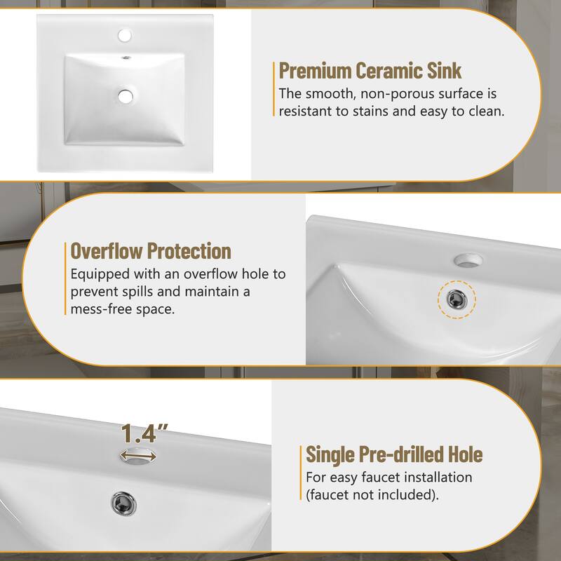 20-Inch Bathroom Vanity with Ceramic Sink