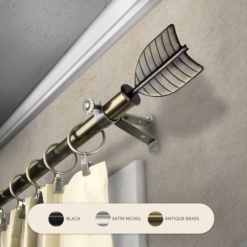 InStyleDesign Quill Adjustable Curtain Rod - 28 to 48 inches - Antique Brass
