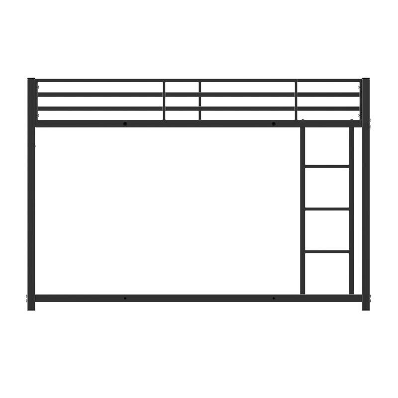 Twin Over Twin Metal Bunk Bed, Low Bunk Bed with Ladder, Black, Sturdy Steel Construction, Safe Design, Easy Assembly