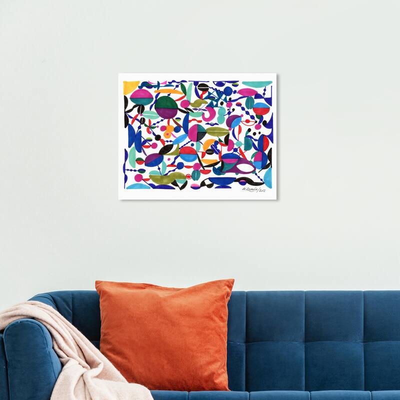 Wynwood Studio Canvas Abstract Manuel Roman - Laberinto White and Dark Blue Modern & Contemporary Wall Art Canvas Print - 20 x 24