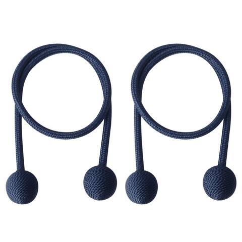 2pcs Curtain Tieback 25.6" Holdback Decorative Rope Curtain Holders - Navy Blue