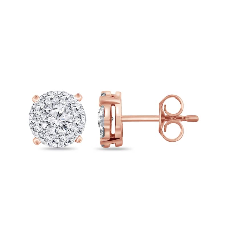 Auriya 14k Gold 1/2ctw Round Pave Diamond Stud Earrings (H-I, I1-I2)