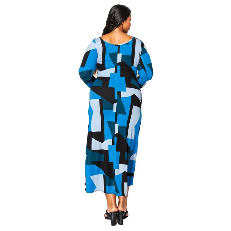 L I V D Plus Size Ozean Azul Maxi Dress